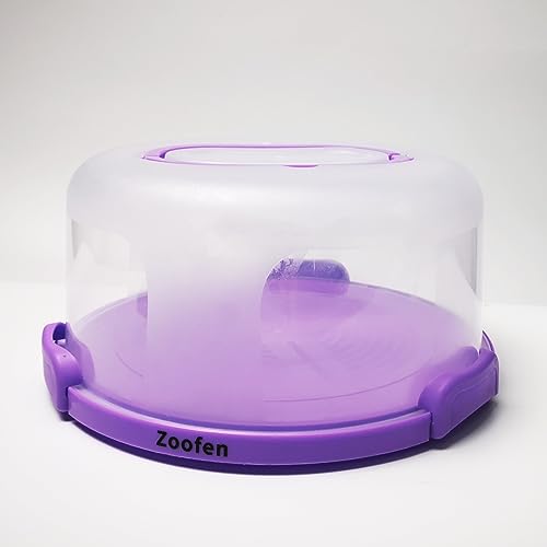 Zoofen Cake Carrier with Handle 10in Cake Stand Purple Cake Holder Cover Round Container for 10in or Less Size