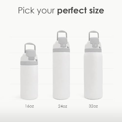 24oz Stainless Steel Horseshoe Water Bottle with Push-Button Lid - Durable & Insulated