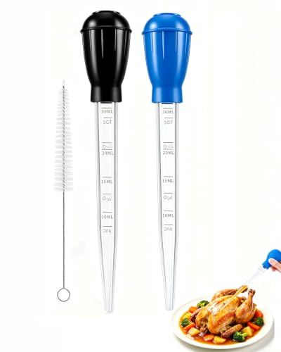 Large Silicone Turkey Baster with Measurement Syringe for Cooking & Grilling