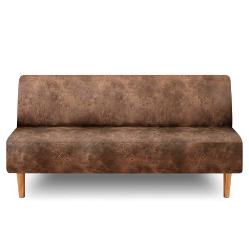 Armless Futon Slipcover Brown Large - Furniture Protector for Jackknife Sofa Bed