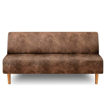 Armless Futon Slipcover Brown Large - Furniture Protector for Jackknife Sofa Bed