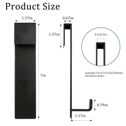 Over-the-Door Shower Hooks Black 7 Inch Stainless Steel No Drill Bathroom Towel Hangers - Variation of THIS listing