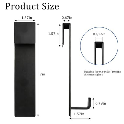 Over-the-Door Shower Hooks Black 7 Inch Stainless Steel No Drill Bathroom Towel Hangers - Variation of THIS listing