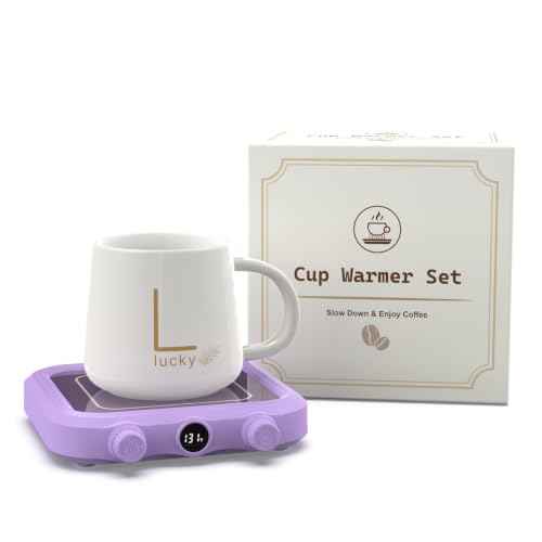 Purple Coffee Mug Warmer & Mug Set with 8 Temp Settings, Auto Shutoff