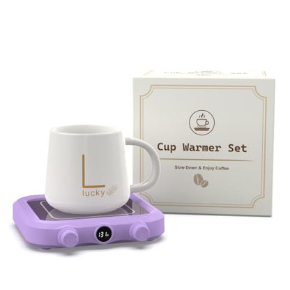 Purple Coffee Mug Warmer & Mug Set with 8 Temp Settings, Auto Shutoff