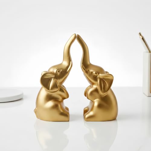 Mini Gold Elephant Decor Statues - Charming Office & Home Accent Gift