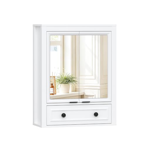 Bathroom Medicine Cabinet with Mirror and Tilt-Out Storage White