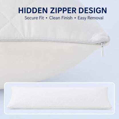 Cooling Body Pillow Cover with Diamond Quilted Design - Breathable & Stretch Fit