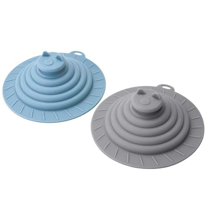 Blue & Grey 2 Pack Universal Silicone Drain Stopper - 6 Inch Multi-Use Sink & Floor Cover