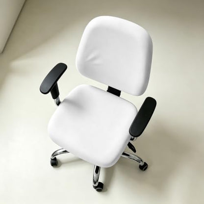 Double Love White 2-Piece Office Chair Cover Set Stretchable Seat & Back Slipcover