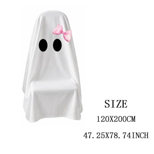 Halloween Ghost Pattern Chair Cover A4 - Washable Reusable Decorative Chair Protector