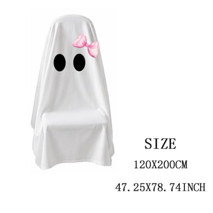 Halloween Ghost Pattern Chair Cover A4 - Washable Reusable Decorative Chair Protector