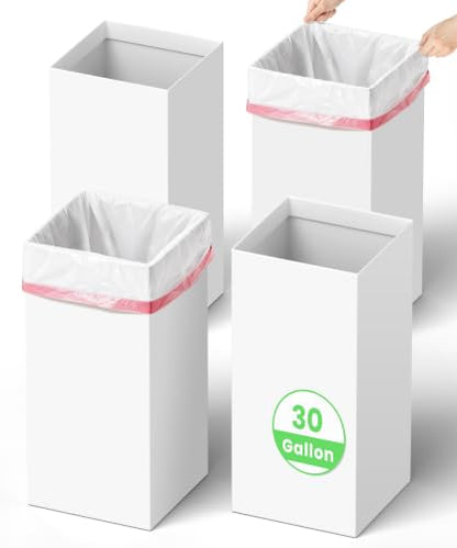 30 Gallon Disposable Trash Cans for Parties - Pack of 4, White