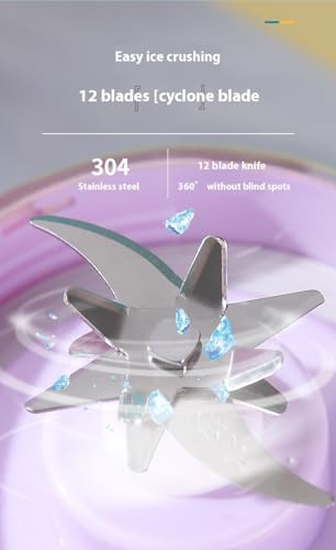 Portable juicer, small rechargeable juicer, multifunctional juicer cup, household crushed ice juicer cup, USB charging (purple,7.4V high-end juicing cup 12 knives)