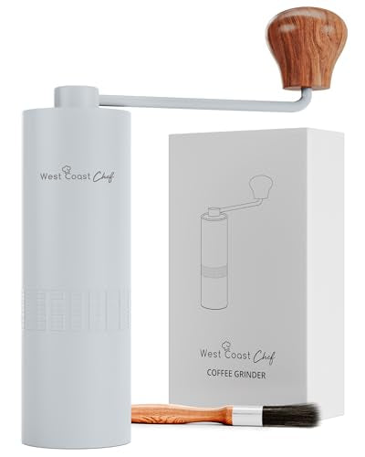 West Coast Chef Manual Coffee Grinder - Manual Burr Grinder, Portable Coffee Grinder Manual - Espresso Hand Grinder Coffee - Manual Coffee Bean Grinder - Travel Coffee Grinder Hand Coffee Grinder Burr