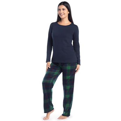 Fruit of the Loom Holiday Family Pajama Set Kids 8 Navy Green Plaid