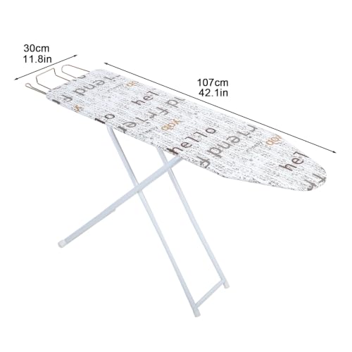 Foldable 42-Inch Ironing Board with Heat-Resistant Cover - White