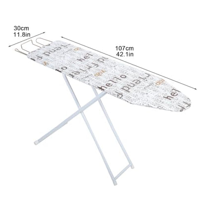 Foldable 42-Inch Ironing Board with Heat-Resistant Cover - White