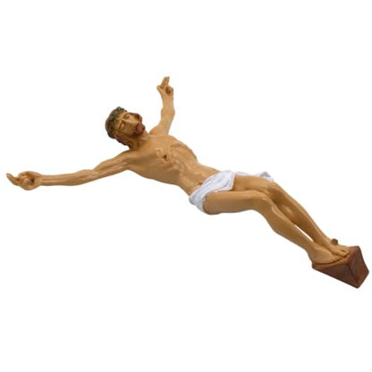 9-Inch Corpus Cross with INRI Sign - Hand Painted Resin Jesus for Crucifix - Made in Italy