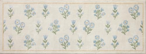 Loloi Chris Loves Julia Clove Ivory & Light Blue Bath Mat 1'10" x 5' - Rectangular