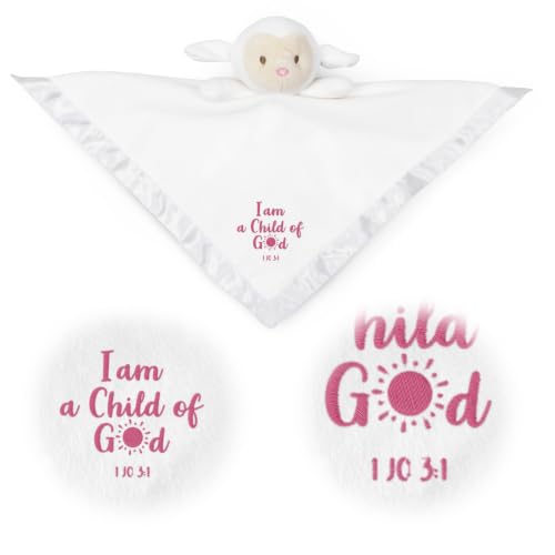 Christian Baby Lamb Lovey Blanket with Bible Verse - Baby Girl Dedication Gift