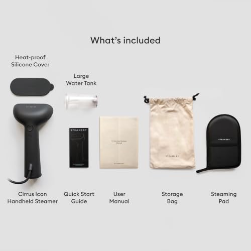 Steamery Cirrus Icon Handheld Clothes Steamer Black with Heated Plate