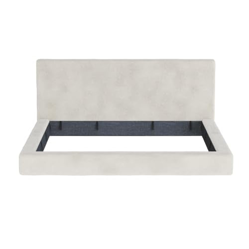 King Size Frameless Bed Surround with Headboard - Soft Cloud Padding, Off-White