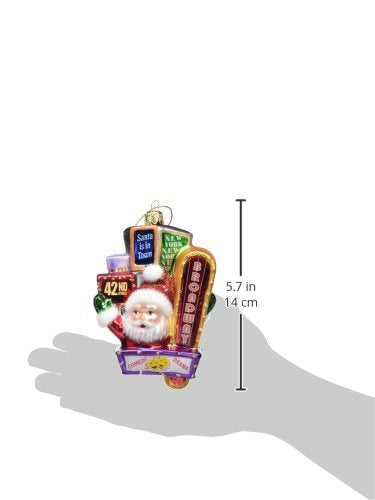 Santa on Broadway Glass Ornament - NYC Holiday Decor, 5 Inch