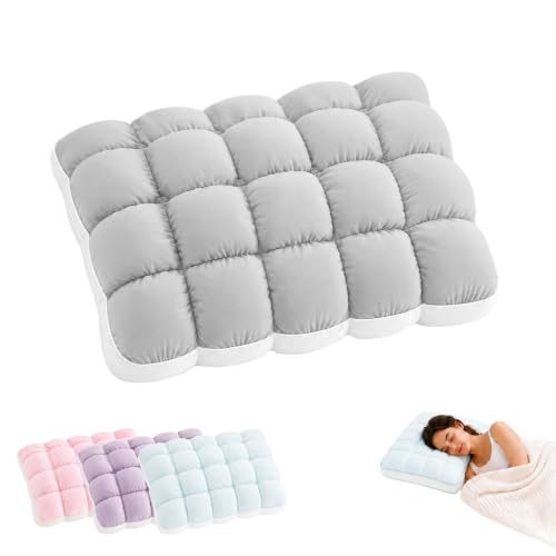 Cooling Marshmallow Puff Pillow - Gray Cloud-Like Support for Side & Back Sleepers