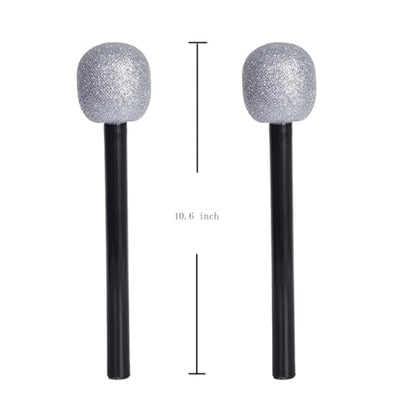 2 Pack Glitter Microphone Props Sparkly Fake Stage Microphones for Costume & Party