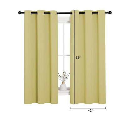 NICETOWN Paler Yellow Blackout Curtains for Bedroom (1 Pair, 42 x 63 inches), Farmhouse Thermal Insulated Room Darkening Drapes for Windows