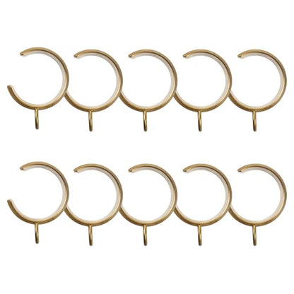 Gold C-Shaped Iron Curtain Rings with Eyelets - 10 Pack, Burnished Brass