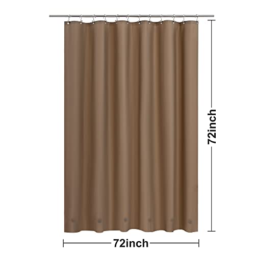 Barossa Design Brown Shower Curtain Liner with 6 Magnets - Waterproof PEVA Shower Liner for Bathroom, 72" x 72" Standard Size, PVC Free, Metal Grommets - Brown, 72x72