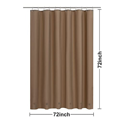 Barossa Design Brown Shower Curtain Liner with 6 Magnets - Waterproof PEVA Shower Liner for Bathroom, 72" x 72" Standard Size, PVC Free, Metal Grommets - Brown, 72x72