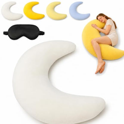 Moon Shaped Body Pillow White Oversized Cooling C-Shaped Support for Side Sleepers