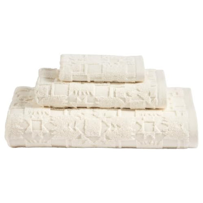 Pendleton Sculpted Ivory Cotton Bath Towel Set - Woven Design, 3-Piece
