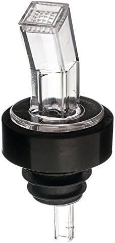 Plastic Free Flow Black Liquor Pourer, bar cart alcohol bottles accessories, liquor bottle pour spout, booze shot pourer dispenser Pack of 12 (Clear white)