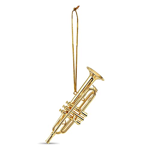 Gold Brass Trumpet Ornament for Christmas Tree & Music Decor