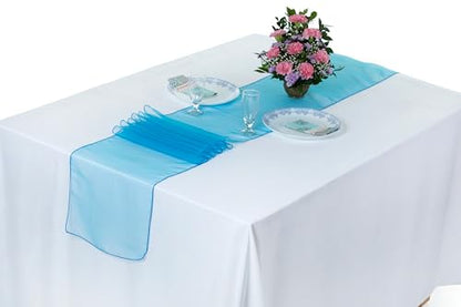 Blue Organza Table Runners Pack of 10 12 x 108 Inch for Wedding and Events