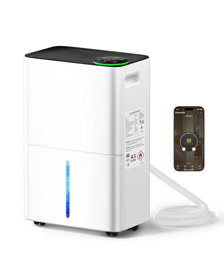 White 1000 Sq. Ft Smart Compressor Dehumidifier with Drain Hose