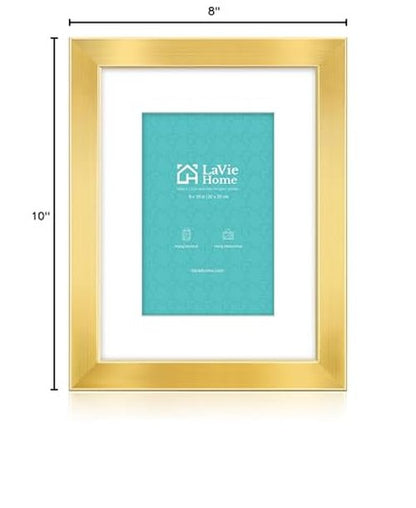 LaVie Home 8x10 Picture Frame Gold, 8 x 10 Frame with High Definition Plexiglass, Horizontal or Vertical Wall Wood Gallery Picture Frames Suitable for Picture Display, 1pc