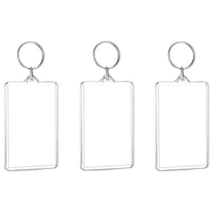 3Pcs Clear Plastic Photo Frame Keychains Rectangle Shape Photo Holders