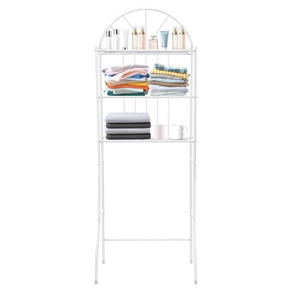 Over-the-Toilet Bathroom Storage Shelf - 3-Tier Metal Organizer, White