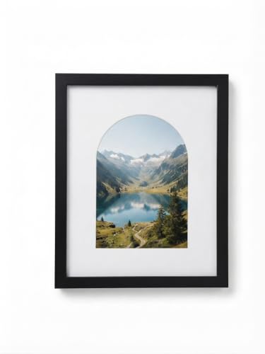 8x10 Black Picture Frame with Arch and Standard Mats for Wall & Tabletop Display