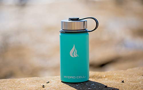 HYDRO CELL Stainless Steel Insulated Water Bottle with Straw - For Cold & Hot Drinks - Metal Vacuum Flask with Screw Cap and Modern Leakproof Sport Thermos for Kids & Adults (Teal 14oz)