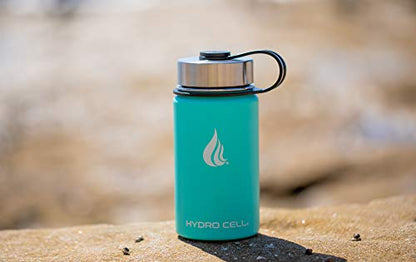 HYDRO CELL Stainless Steel Insulated Water Bottle with Straw - For Cold & Hot Drinks - Metal Vacuum Flask with Screw Cap and Modern Leakproof Sport Thermos for Kids & Adults (Teal 14oz)