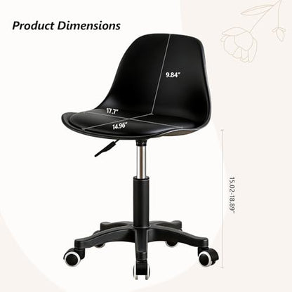 Small Office Desk Chair with Swivel & Height Adjustment — Armless Task Chair