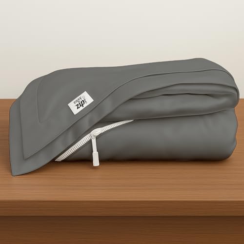 RV King Size Zipper Fitted Sheets 72x80 Inch Cotton Blend Satin Finish Easy Change