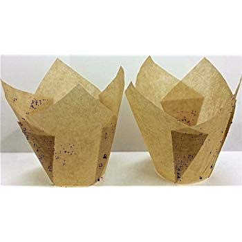 200 Pcs Natural Tulip Cupcake Liners- MADE IN USA- Durable Large Cupcake Liners for Baking- Elegant, Stylish Muffin Cups Paper Liners- Greaseproof Tulip Baking Cups- Large Size 2 3/4-4 inch