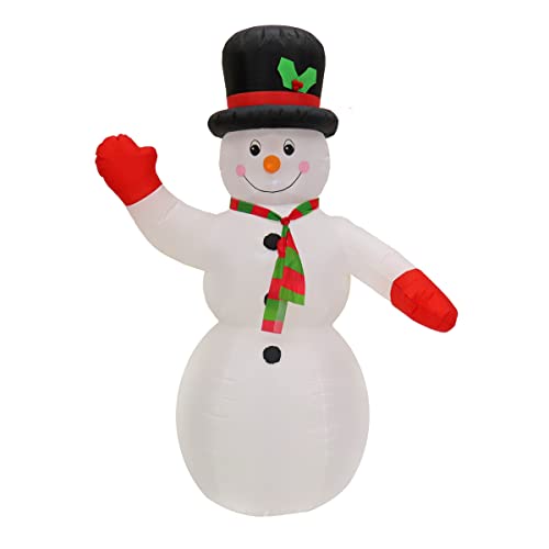 Inflatable Snowman Christmas Lawn Decor with LED Lights & Stakes - 96in
